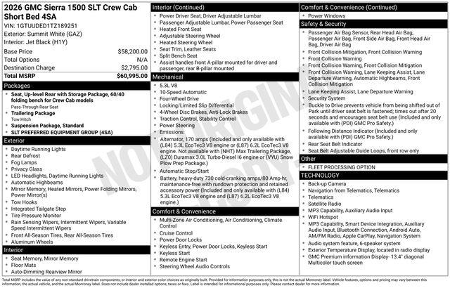 2026 GMC Sierra - $44,608