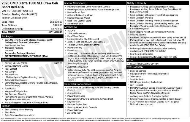 2026 GMC Sierra - $42,645
