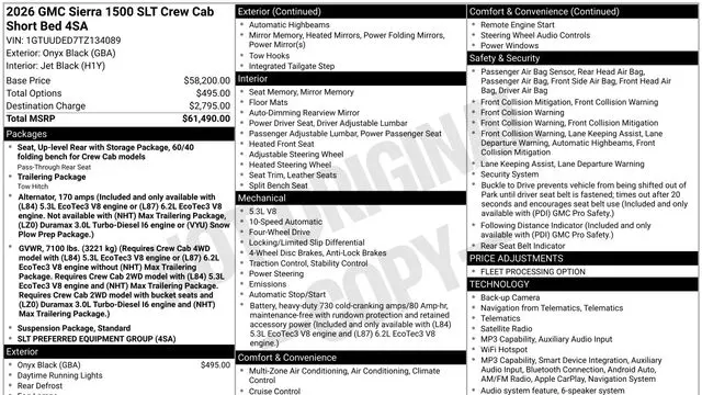 2026 GMC Sierra 1500 SLT
