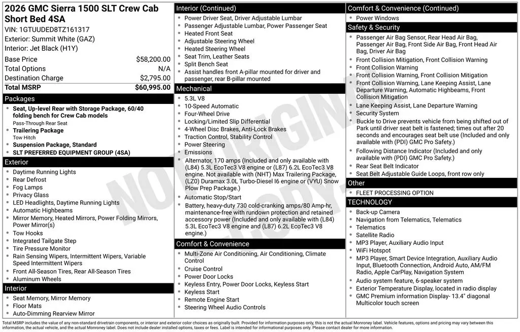 2026 GMC Sierra - $41,998