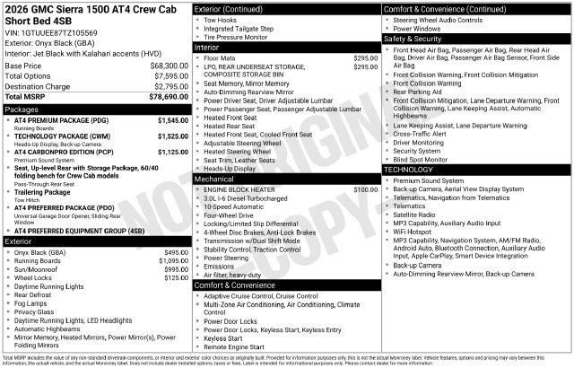 2026 GMC Sierra - $56,898