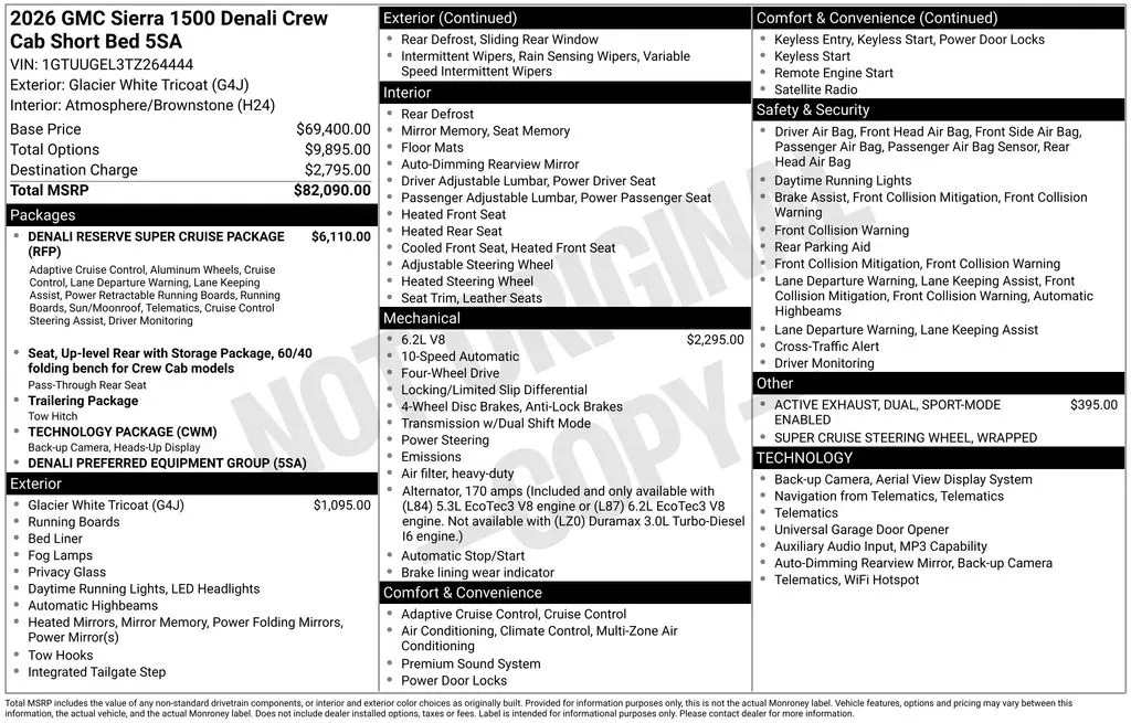 2026 GMC Sierra - $69,100