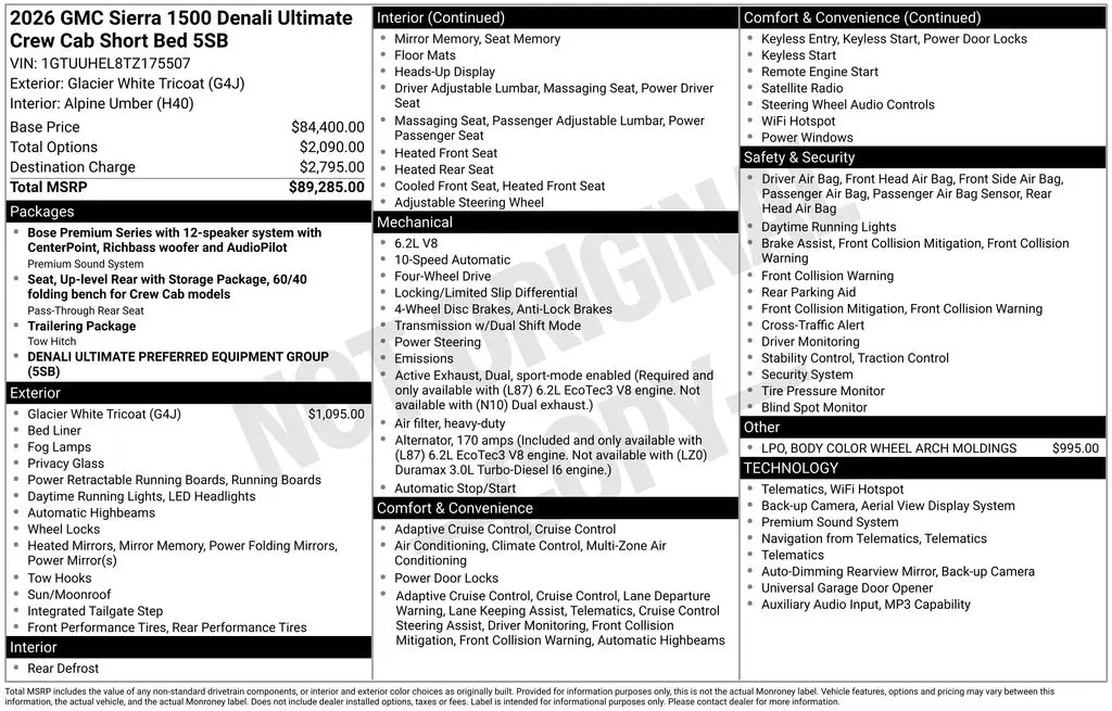 2026 GMC Sierra - $73,299