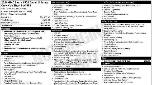 2026 GMC Sierra 1500 Denali Ultimate