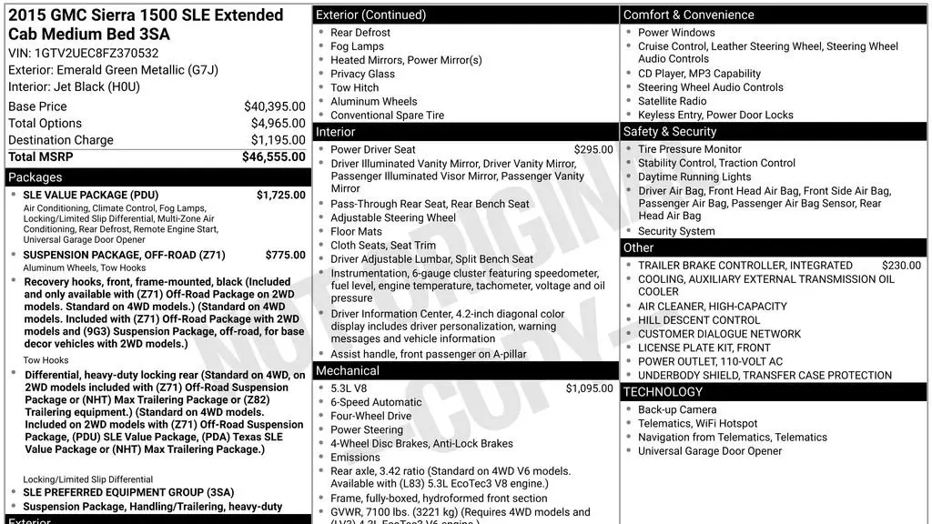 2015 GMC Sierra 1500 SLE