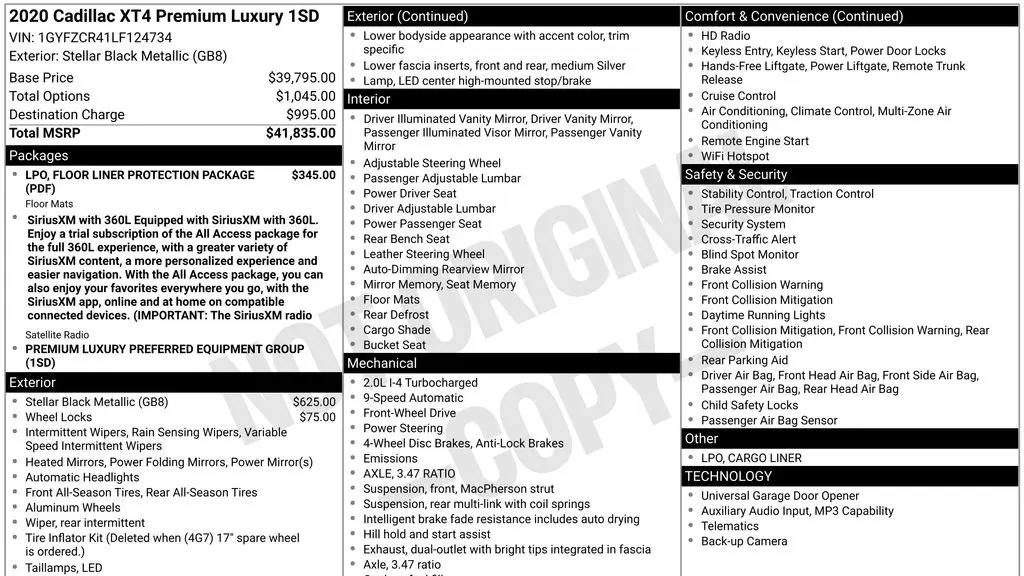 2020 Cadillac XT4 Premium Luxury