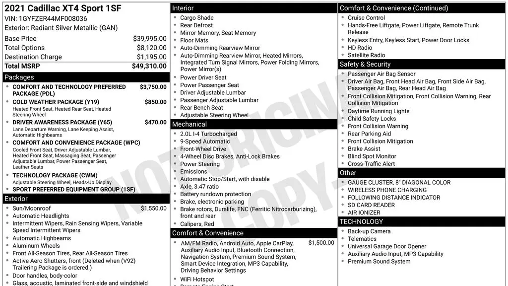2021 Cadillac XT4 Sport