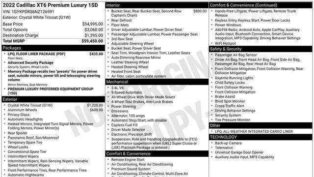 2022 Cadillac XT6 Premium Luxury