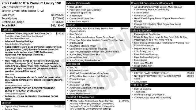2022 Cadillac XT6 Premium Luxury