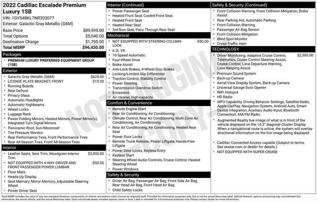 2022 Cadillac Escalade - $51,998