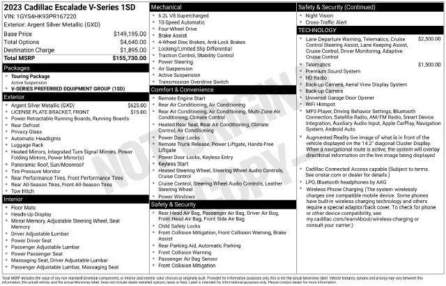 2023 Cadillac Escalade - $109,217
