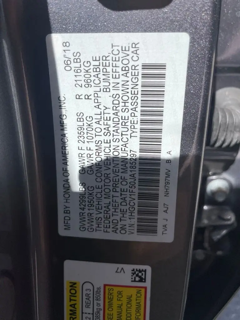 2018 Honda Accord - $14,497