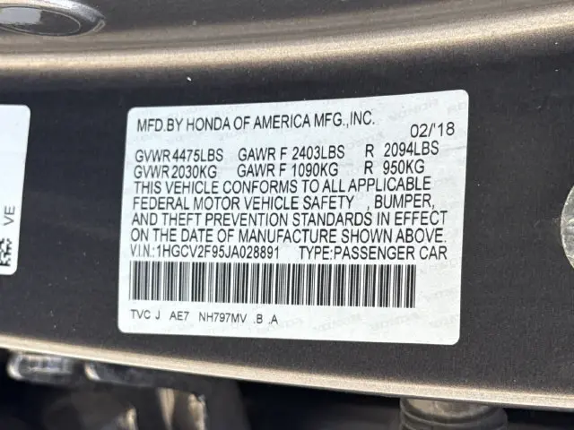 2018 Honda Accord - $21,524