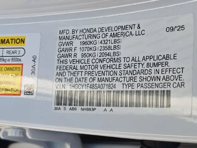 2025 Honda Accord - $26,440