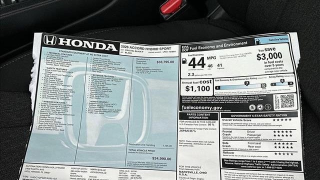 2026 Honda Accord Hybrid Sport