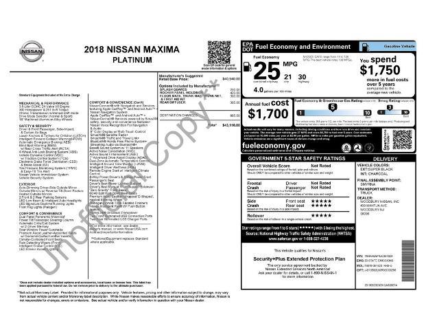 2018 Nissan Maxima Platinum — photo 1 of 4