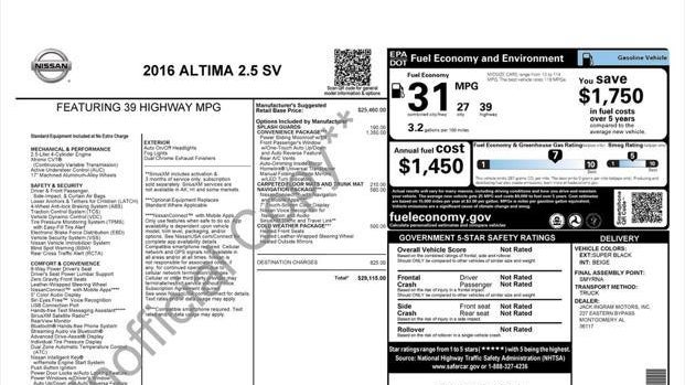 2016 Nissan Altima 2.5 SV