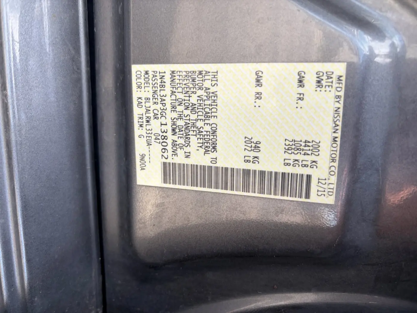 2016 Nissan Altima - $6,999
