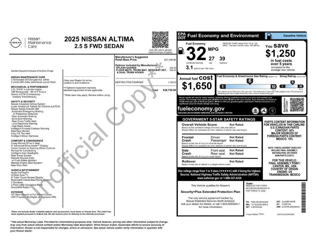 2025 Nissan Altima - $22,148