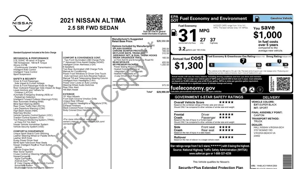 2021 Nissan Altima 2.5 SR