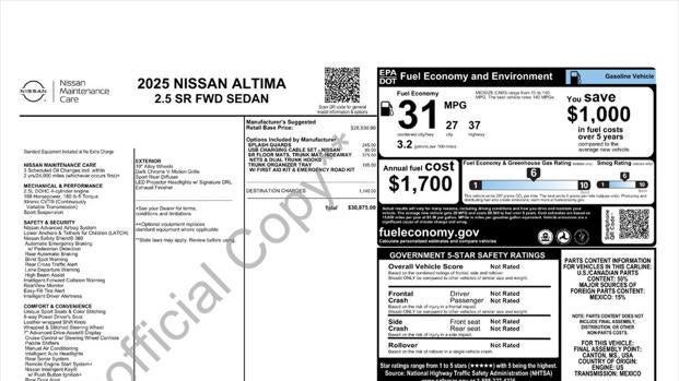2025 Nissan Altima 2.5 SR