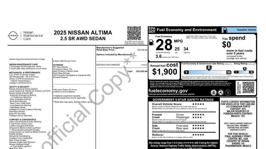 2025 Nissan Altima 2.5 SR