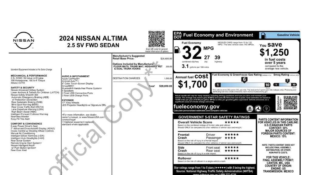 2024 Nissan Altima 2.5 SV