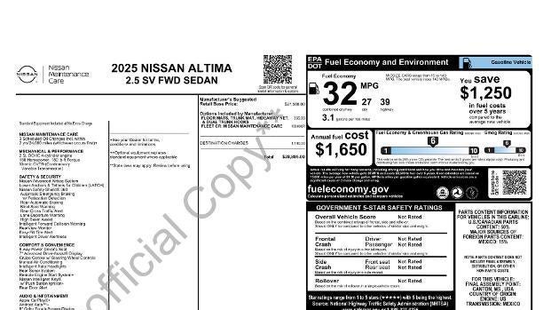 2025 Nissan Altima 2.5 SV