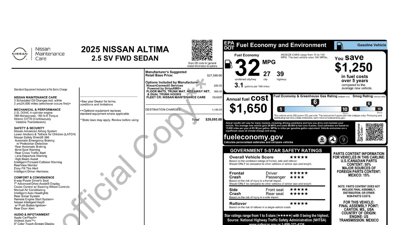2025 Nissan Altima 2.5 SV