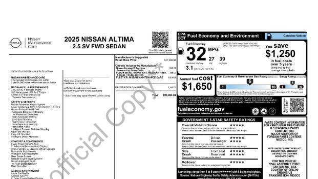 2025 Nissan Altima 2.5 SV