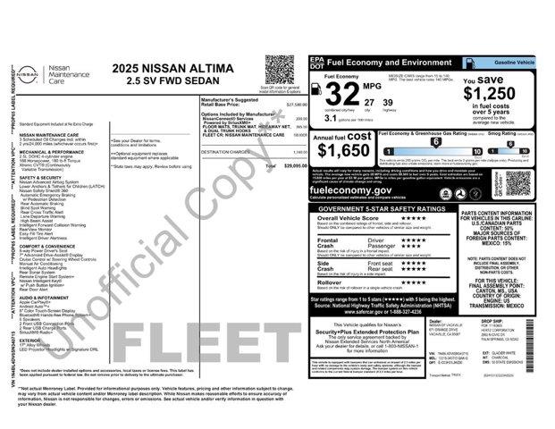 2025 Nissan Altima - $17,987
