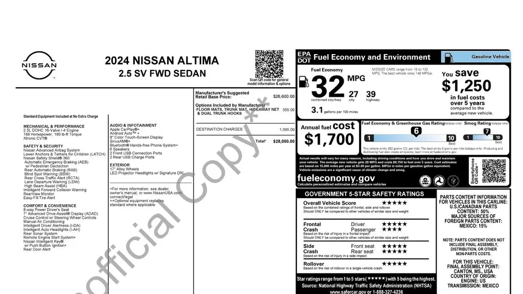 2024 Nissan Altima 2.5 SV