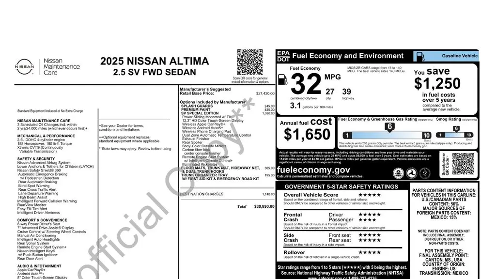 2025 Nissan Altima 2.5 SV