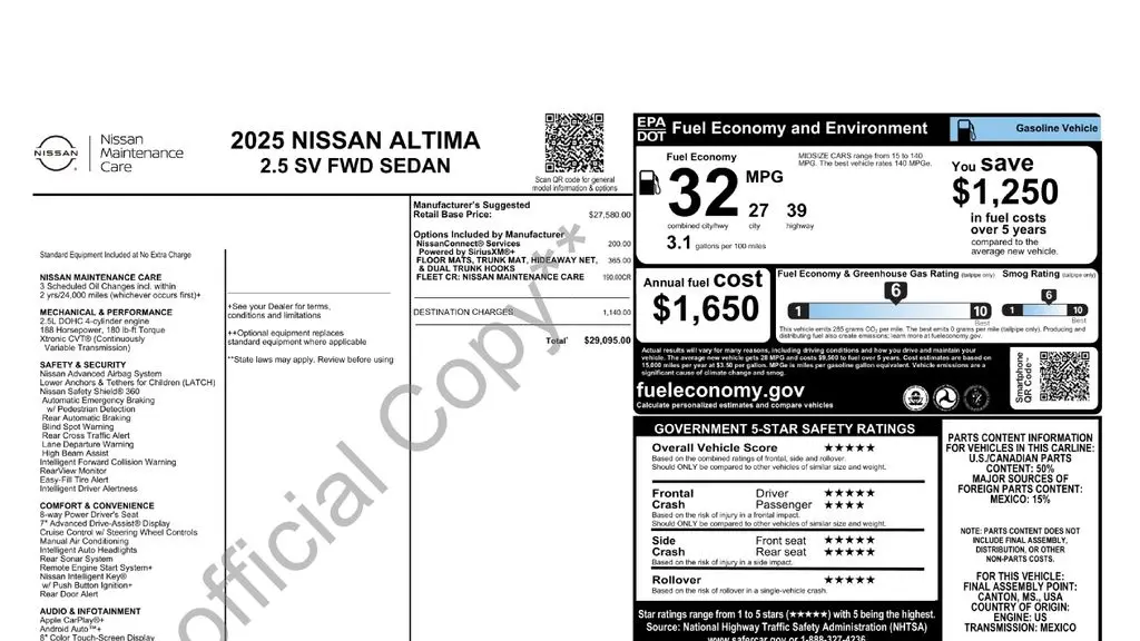 2025 Nissan Altima 2.5 SV