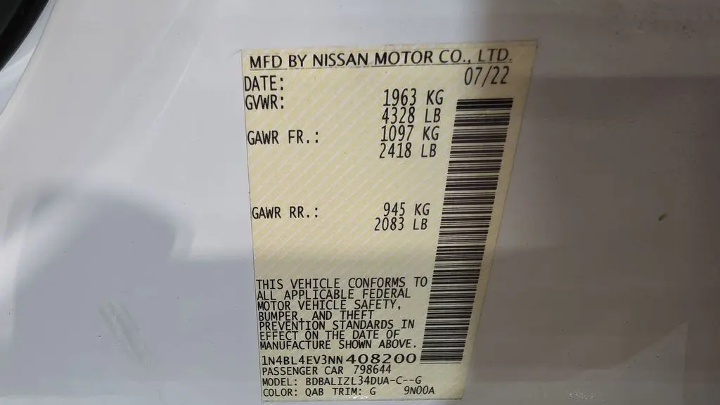 2022 Nissan Altima 2.5 SL