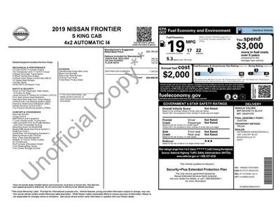 2019 Nissan Frontier 4X2 S 4DR King Cab 6.1 FT. SB 5M