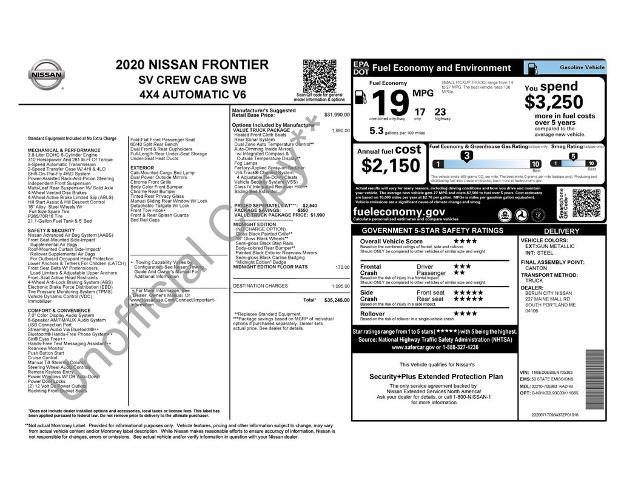 2020 Nissan Frontier - $19,987