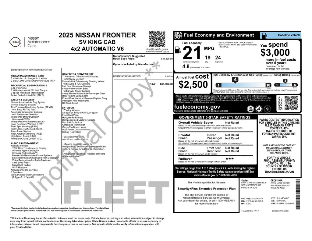 2025 Nissan Frontier - $27,447