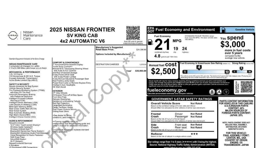 2025 Nissan Frontier SV