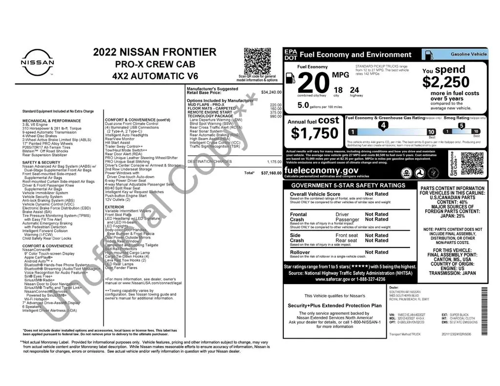 2022 Nissan Frontier - $26,998