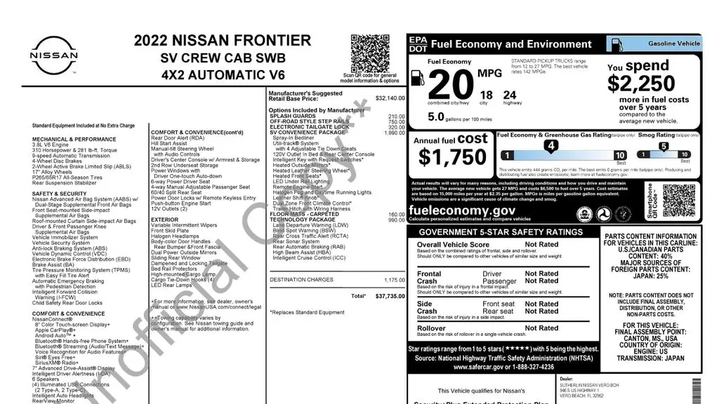 2022 Nissan Frontier SV