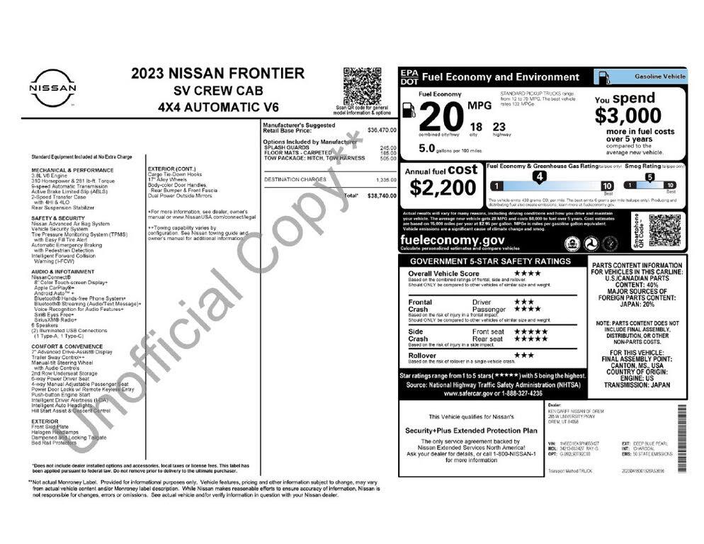 2023 Nissan Frontier - $30,449