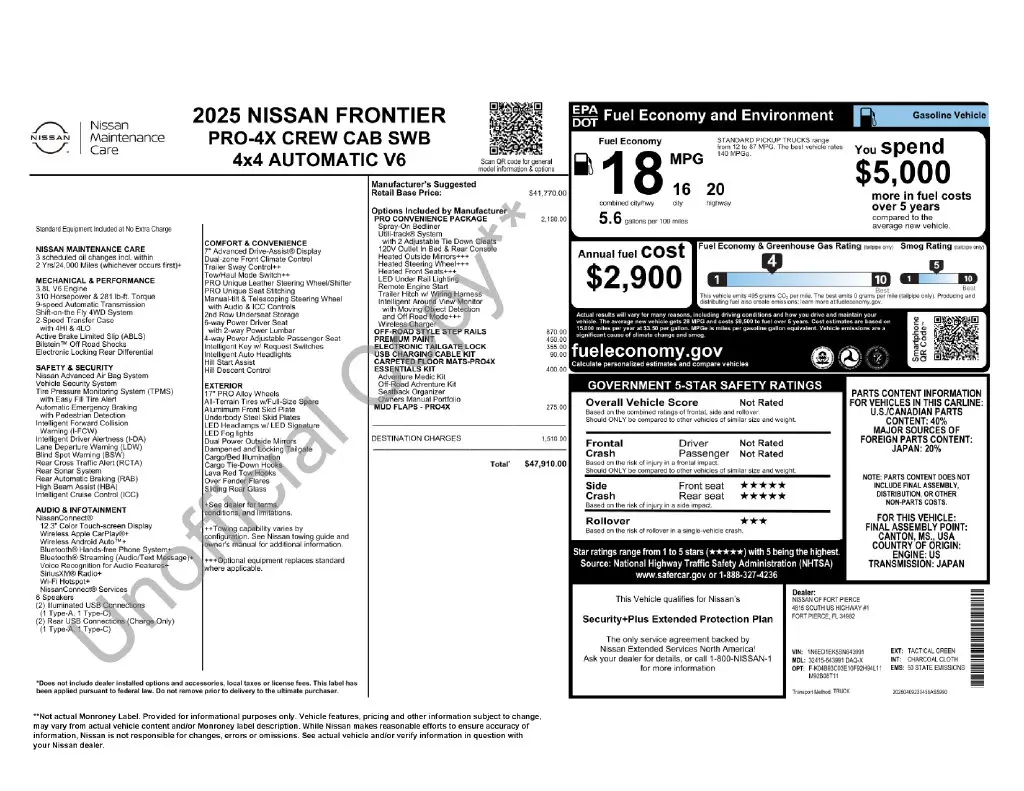 2025 Nissan Frontier - $36,423