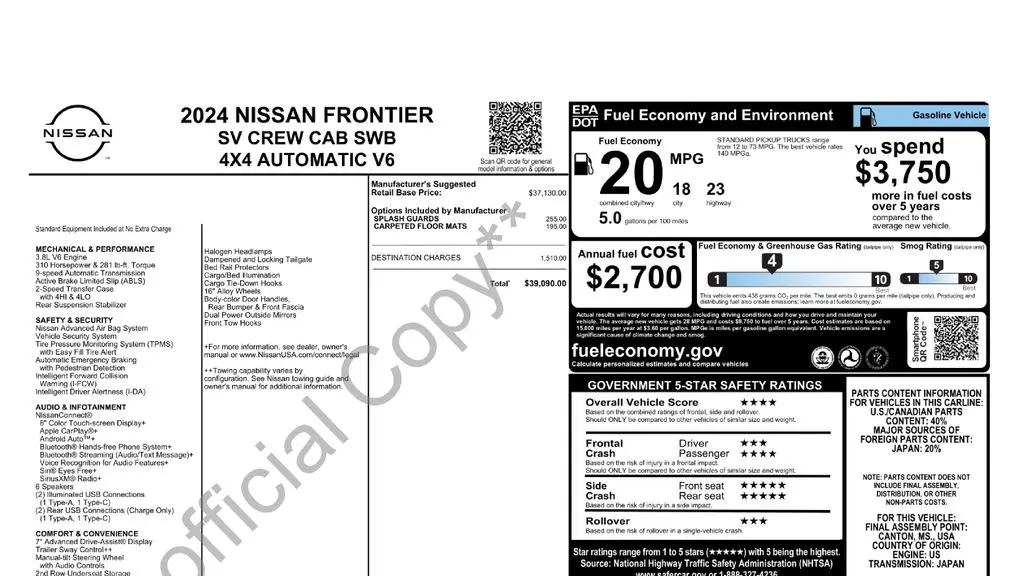 2024 Nissan Frontier SV