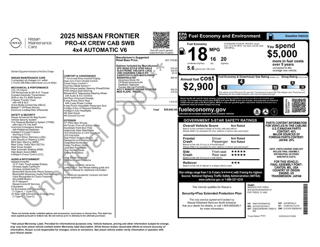 2025 Nissan Frontier - $37,230