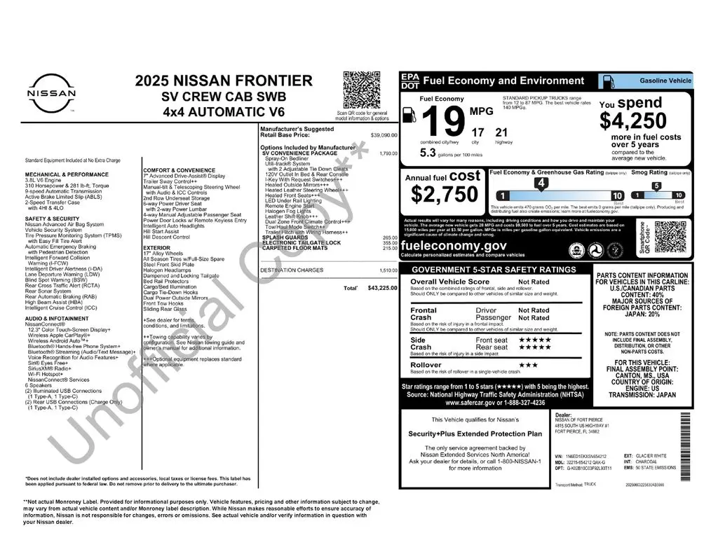 2025 Nissan Frontier - $32,998