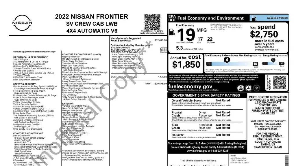 2022 Nissan Frontier SV