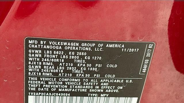 2018 Volkswagen Atlas 2.0T S
