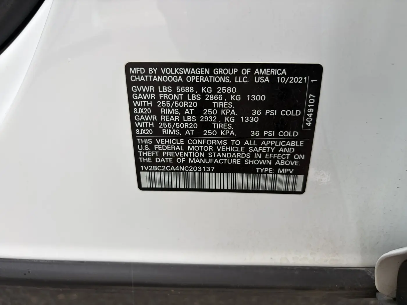2022 Volkswagen Atlas - $20,000