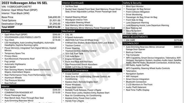 2023 Volkswagen Atlas V6 SEL 4Motion